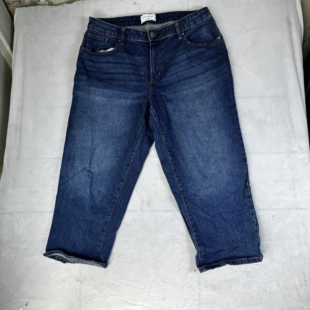 Lane Bryant Womens Cropped Jeans Blue Denim Whisker Relaxed Fit Outdoor Size‎ 14